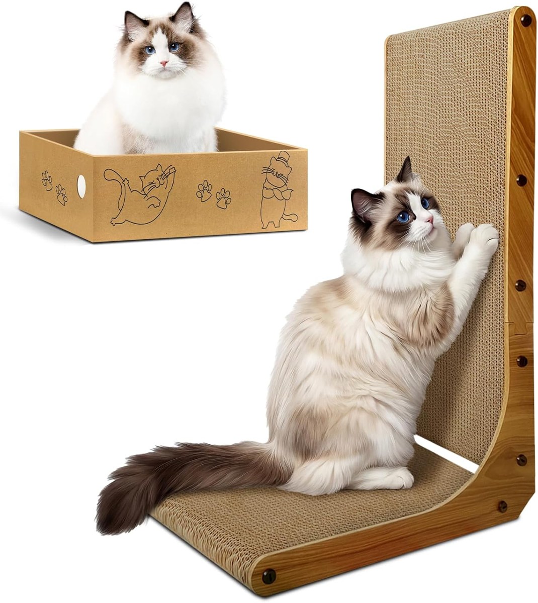 AGYM L-Shaped Cardboard Cat Scratcher, 26 Inch