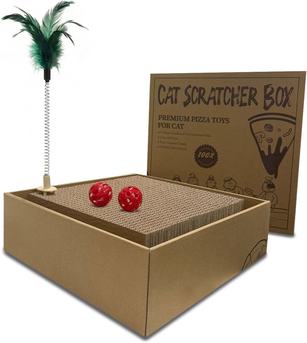 AGYM Pizza Box Cat Scratcher with Catnip
