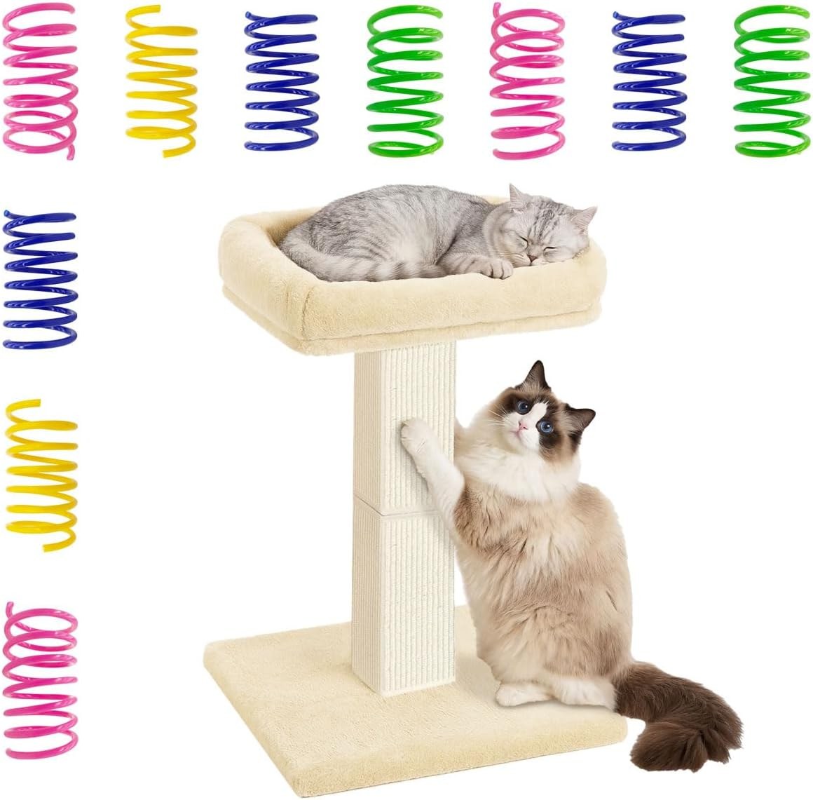 AGYM Scratching Post with Elevated Bed and 10 Springs