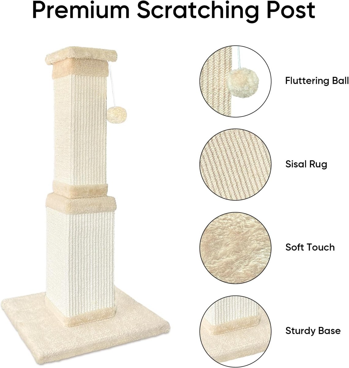AGYM Sisal Scratching Post and 4 Rope Teasers Bundle